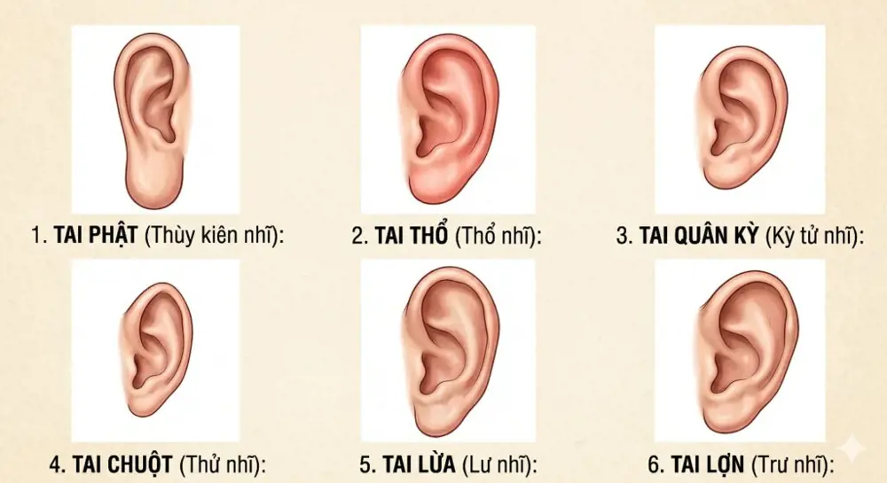 Ảnh minh họa dái tai dày nhân tướng trên khuôn mặt, thể hiện tướng phú quý