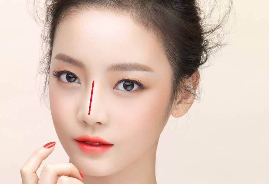Minh họa sơn căn và chuẩn đầu trong tướng mũi phân tích tài lộc
